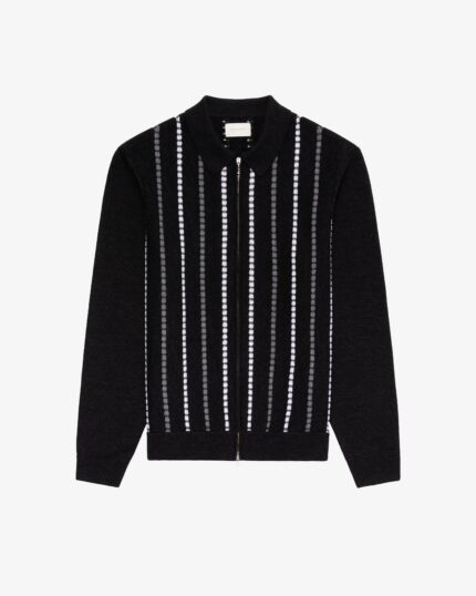 Jacquard Stripe Polo Cardigan