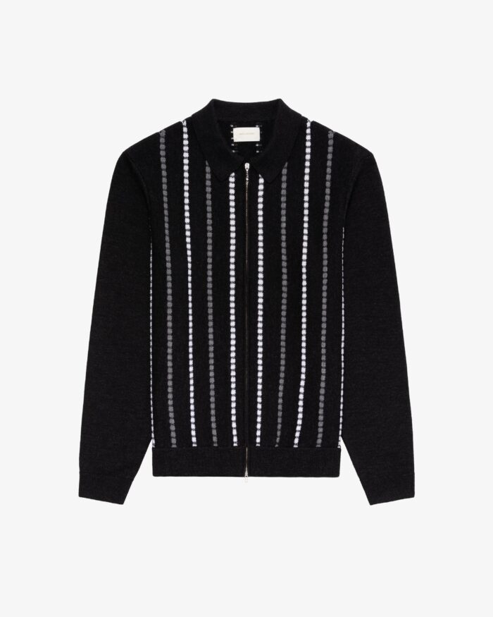 Jacquard Stripe Polo Cardigan