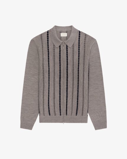Jacquard Stripe Polo Cardigan