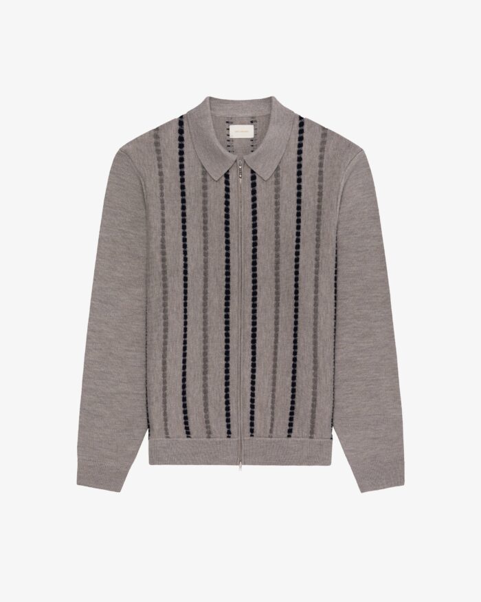 Jacquard Stripe Polo Cardigan