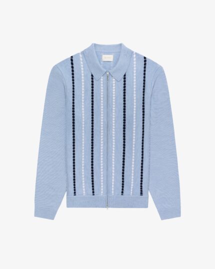Jacquard Stripe Polo Cardigan