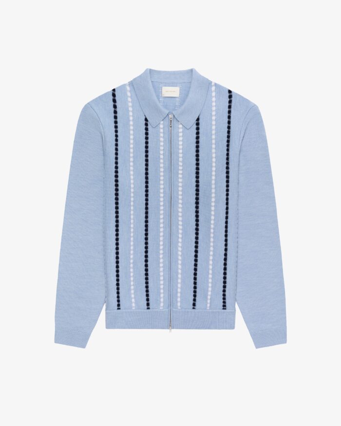 Jacquard Stripe Polo Cardigan