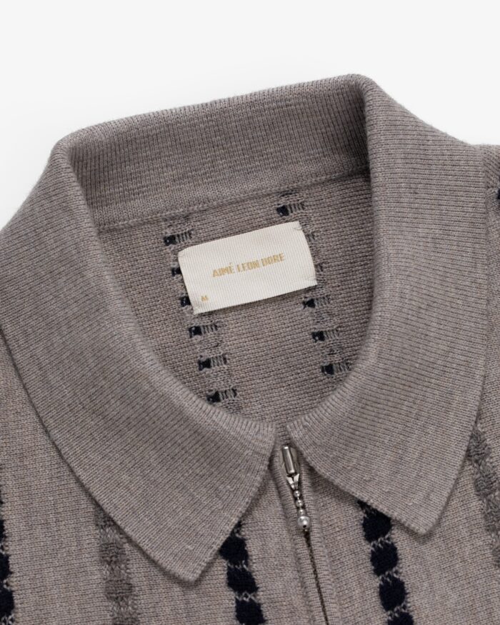 Jacquard Stripe Polo Cardigan - Image 2