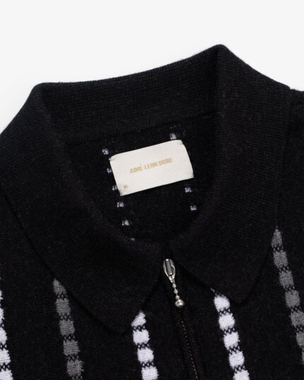 Jacquard Stripe Polo Cardigan
