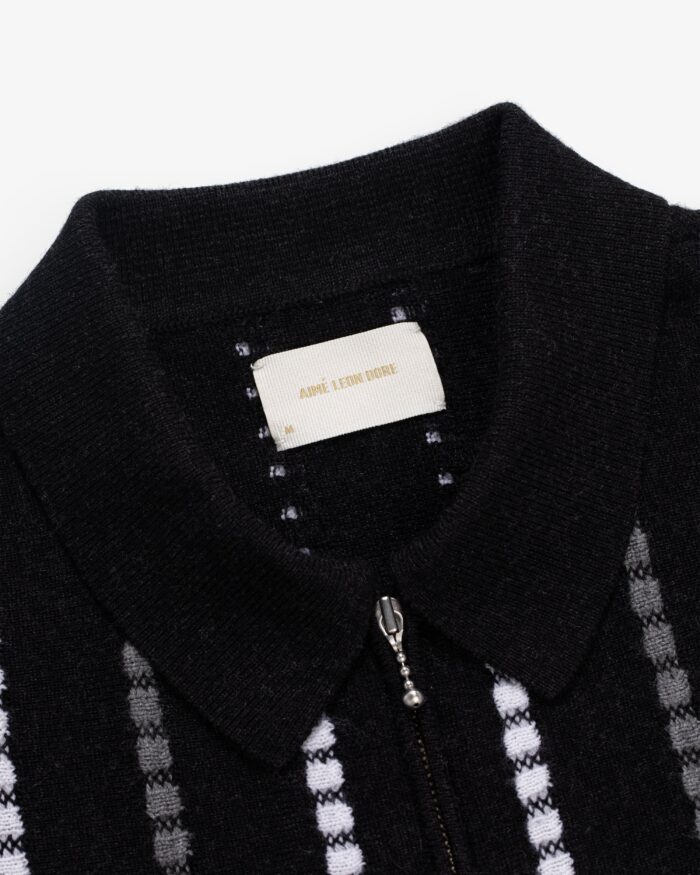 Jacquard Stripe Polo Cardigan